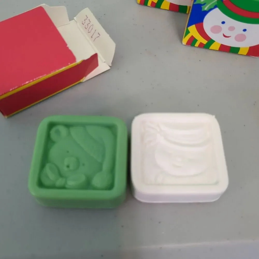 Vintage Avon Holiday Friends Soap Snowman teddy bear lot of 4 Old Stock Unused